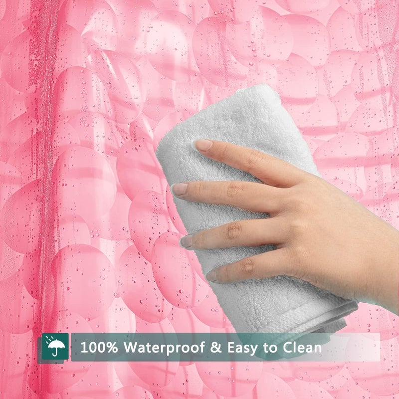 jssablo Shower Curtain Liner, 100% Waterproof EVA 3D Shower Curtains with 3 Duty Heavy Bottom Magnets and 12 Rust Proof Grommets, 72x72 Weighted Shower Liner for Shower Stall, Bathtubs (Pink Cube) - Image 4